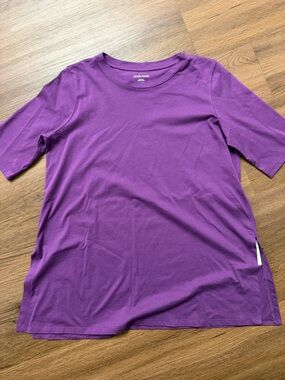 Eileen Fisher Plum Crewneck Short Sleeve Top